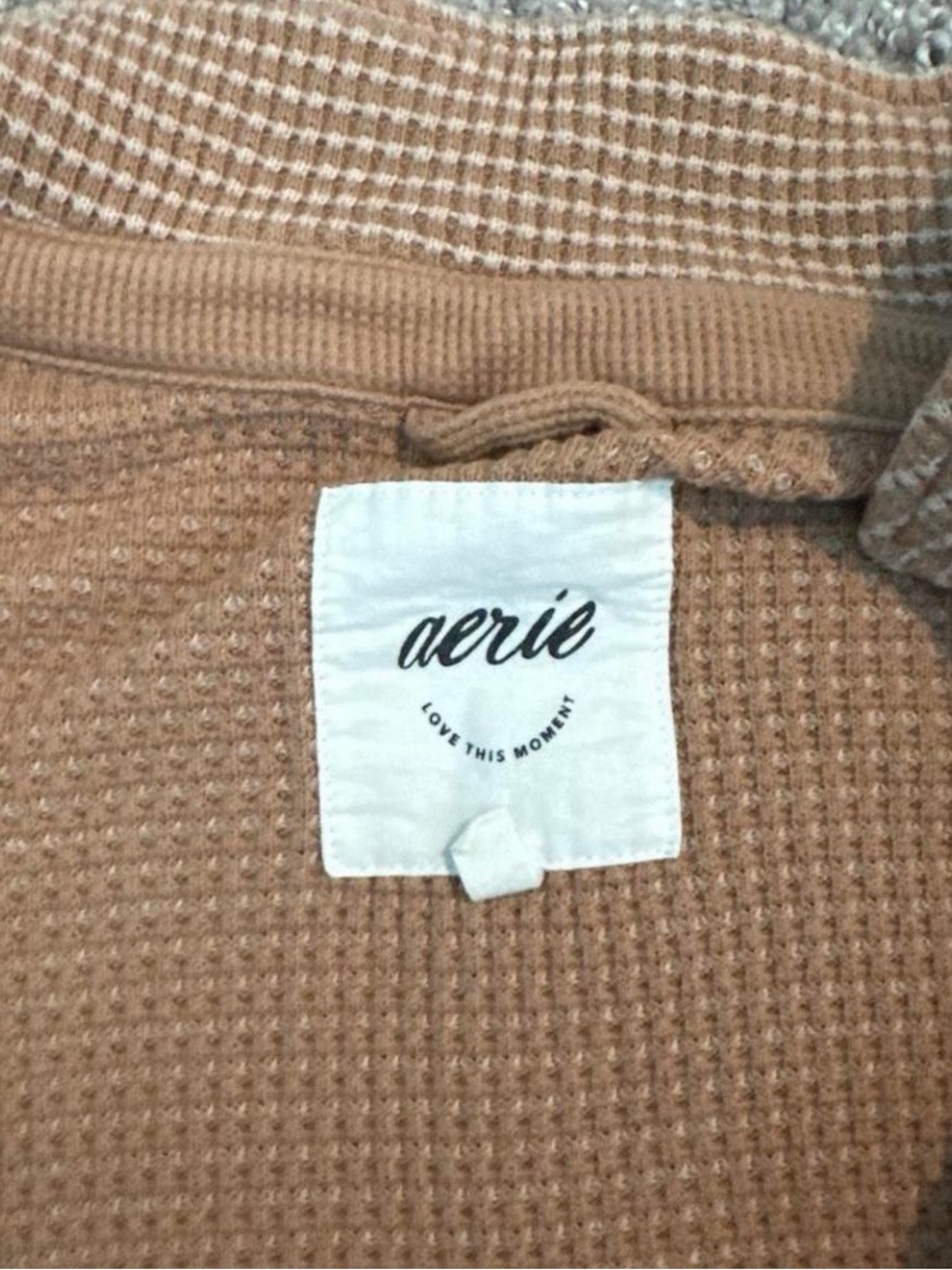 aerie women’s Waffle Knit Crewneck Sweater - Light Brown